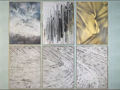 Abstract Paintings Collection With Various Textures And Color Tones For Wall Art 3d model