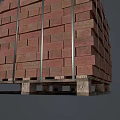 Sturdy Red Brick Stone Stack With Wooden Pallet Base Structure 3d model