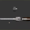 Classic Revolver With Silver Metal Frame Wooden Grip And Single Bullet