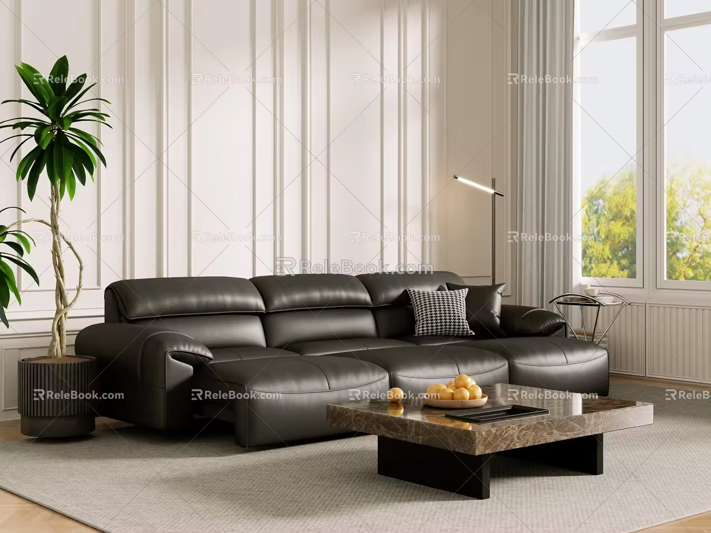 Middle Ancient Sofa Combination Coffee Table Carpet Multiplayer Sofa 3d model