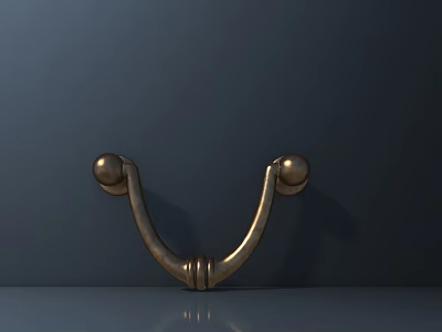 Shiny Brass U Shaped Furniture Handle With Ball Shaped Ends 3d model