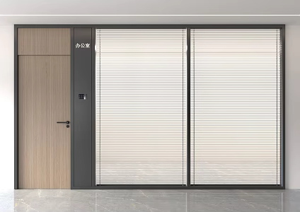 Office Glass Partition Office Partition Glass Partition Door Partition Meeting Room Double Door Venetian Blinds 3d model