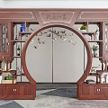 Chinese-style Pass Moon Cave Gate Bogu Frame 3d model
