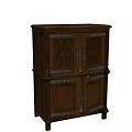 Vintage Wooden Entryway Cabinet and Side Cabinet with Intricate Carved Patterns and Decorative Doors