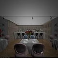 Elegant Private Dining Room With White Tablecloths Wooden Ceiling And Decorative Flowers