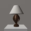 Modern Table Lamp With White Fabric Shade And Brown Ribbed Ceramic Base 3d model