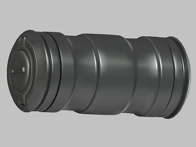 Black Cylindrical Metal Container With Smooth Surface And Circular Rings 3d model