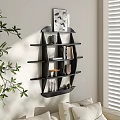 Modern Wall Mounted Cabinet Design with Decorative Shelves Books and Green Plant in Living Room Interior