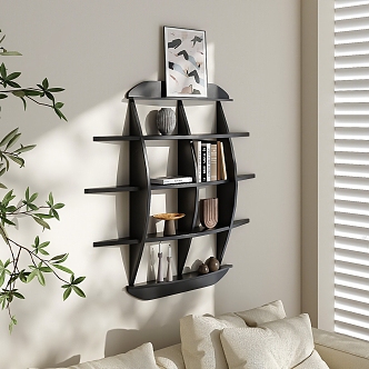 Modern Wall Storage Rack Simple Background Wall Decorative Rack 3d model