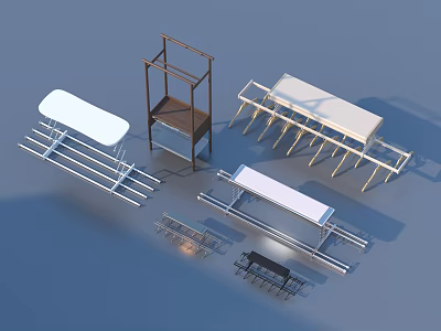 Various Styles of Folding Tables and Racks as Practical Household Living Essentials 3d model