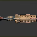 Steampunk Style Pistol With Copper Blue Red Accents And Mechanical Details