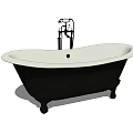 Elegant Claw Foot Bathtub With White Basin And Black Faucet Design
