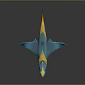 3D Rendered Colorful Blue And Yellow Aquatic Shark With Sharp Teeth And Streamlined Body