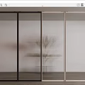 Modern Glass Sliding Doors With Black And Silver Frames For Interior Partition 3d model