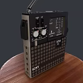 Sony Black Portable Radio With Antenna On Round Wooden Display Base