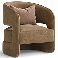 Modern Brown Velvet Accent Chair With Soft Pillow For Stylish Living Room