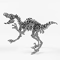 Handmade Wooden Dinosaur Skeleton Model In Light Color Dynamic Pose 3d model