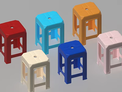 Colorful Plastic Stools With Various Colors And Simple Design For Home Use 3d model