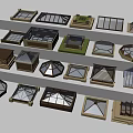 Diverse Building Components Featuring Various Roof Designs Including Skylights Domes And Slopes 3d model