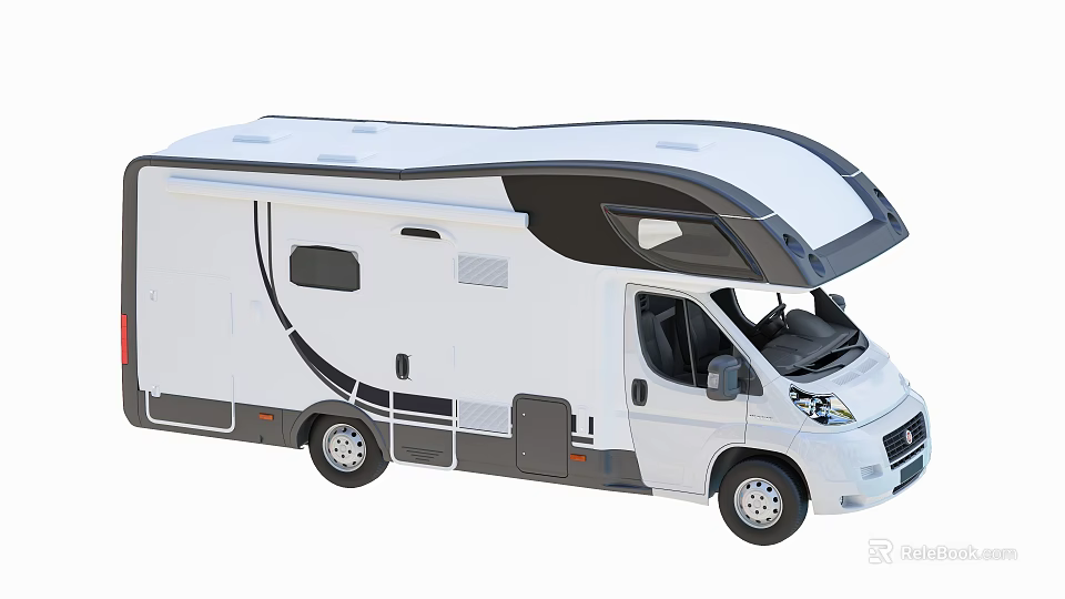 Modern White RV Exterior Design With Black Accents Roof And Windows 3d model 