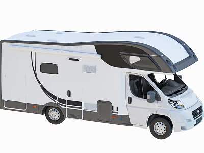Modern White RV Exterior Design With Black Accents Roof And Windows 3d model
