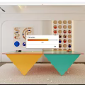 Multifunctional Sports Equipment Featuring Colorful Triangular Game Table And Wall Dartboards In Modern Indoor Space