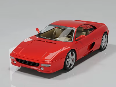 Red Sports Car With Sleek Aerodynamic Exterior Silver Wheels And Beige Interior Design 3d model