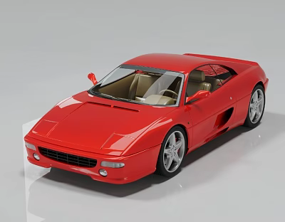 Red Sports Car With Sleek Aerodynamic Exterior Silver Wheels And Beige Interior Design 3d model