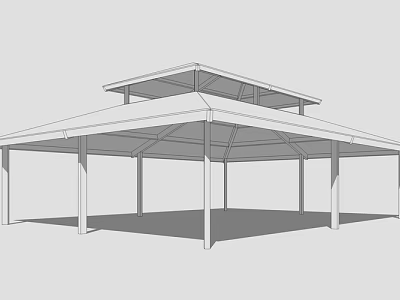 Outdoor Shower Sauna Open Structure With Multiple Pillars And Roof Design 3d model