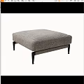 Modern Gray Fabric Upholstered Ottoman With Soft Cushion And Black Metal Legs