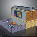 Detailed Miniature Construction Model With Brick Wall Fence Figure Dirt Pile And Tools