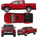 Red Toyota Tacoma Pickup Truck With Front Grille LED Headlights And Rear Cargo Bed
