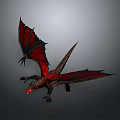 Red And Black Dragon Game Movie Character With Large Wings And Sharp Claws