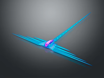 Modern Futuristic Blue Structure With Pink Central Core And Elongated Design Elements 3d model