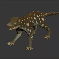 Brown Animal With White Spots Prominent Nose Long Tail Open Mouth Standing 3D Render