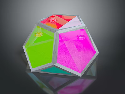 Colorful Geometric Polyhedron Decorative Piece With Transparent Colored Panels For Home Living Space 3d model