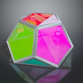 Colorful Geometric Polyhedron Decorative Piece With Transparent Colored Panels For Home Living Space