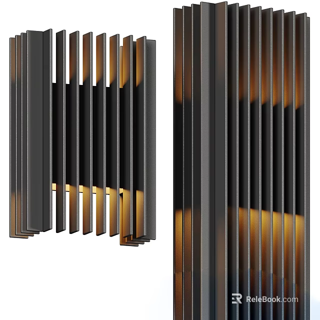 Modern Vertical Striped Wall Lamp With Warm Yellow Light Design 3d model 