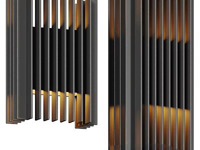 Modern Vertical Striped Wall Lamp With Warm Yellow Light Design 3d model