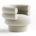 Modern Beige Upholstered Accent Chair With Rounded Armrests And Comfortable Design 3d model