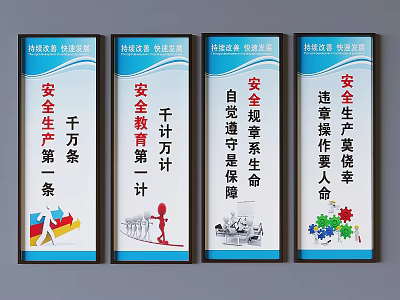 Safety Production Billboards With Education Compliance And Violation Prevention Messages 3d model