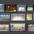 Diverse Creative Shop Window Displays with Decorative Elements Lighting and Scenic Designs