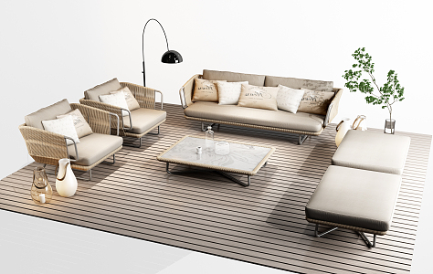 Modern Outdoor Sofa Rattan Sofa Rattan Chair Outdoor Sofa 3d model