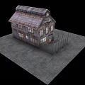 Old Hotel Building With Rusty Roof Fence And Stone Ground Design