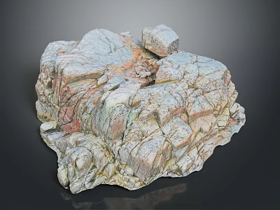 Natural Rock Formation With Textured Surface Multicolored Hues And Cracked Details 3d model