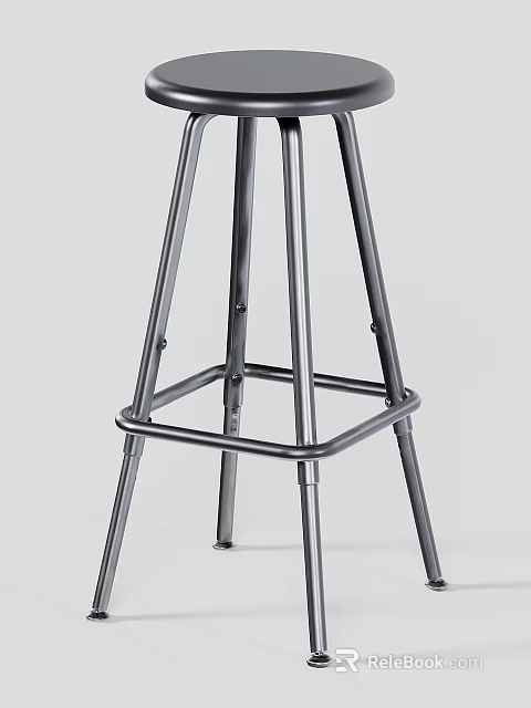 Shiny Chrome Metal Bar Stool Base With Sturdy Footrest For Home Bar Counter Use 3d model 