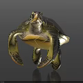 Detailed Sea Turtle With Green Shell Yellow Underbelly And Flippers On Dark Background