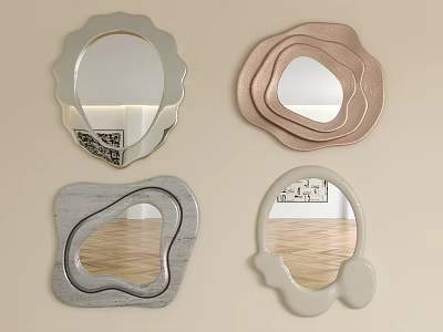 Decorative Mirrors With Unique Shapes And Various Metallic Neutral Tones For Wall Decor 3d model