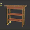 Orange Rolling Cart Featuring Drawers And Multiple Shelves Design