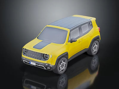 Yellow Small SUV With Modern Design Dark Roof And Alloy Wheels On Dark Background 3d model
